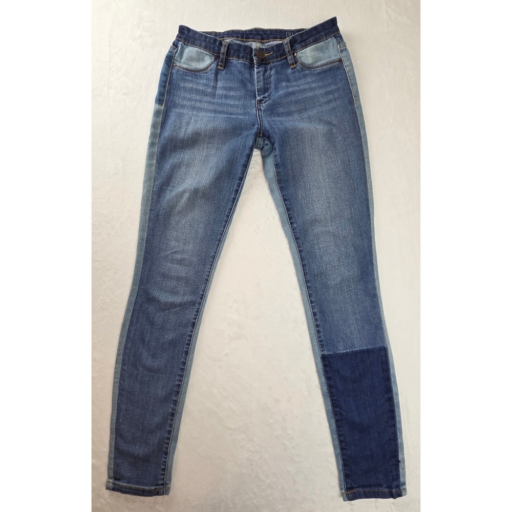 Blank NYC Skinny Jeans Women 27 Blue Patchwork Colorblock Mid Rise 28G-7298